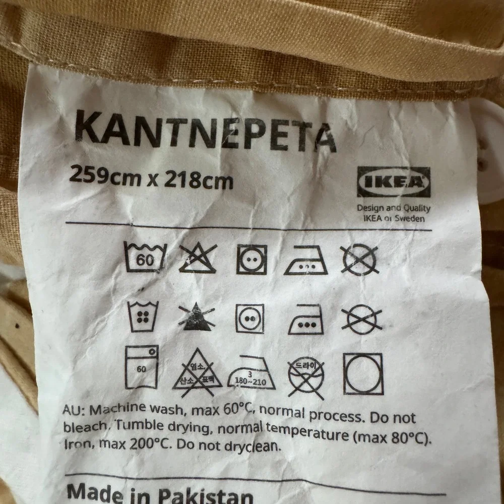 IKEA Kantnepeta Duvet Set King Size Yellow White Gingham Check Cotton Blend